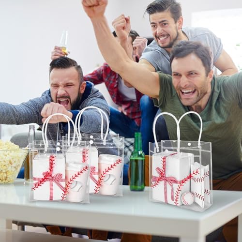 Bolsa de Regalo Whaline 12 Piezas de PVC Transparente para Pelotas de Béisbol con Asas, Tote para Fiesta de Cumpleaños y Baby Shower, 7.9 x 3.15 x - imagen 5
