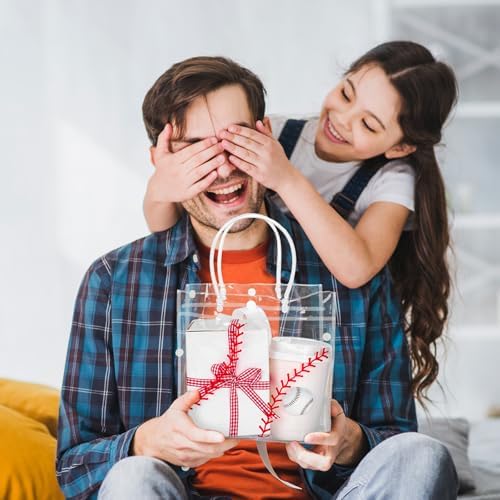Bolsa de Regalo Whaline 12 Piezas de PVC Transparente para Pelotas de Béisbol con Asas, Tote para Fiesta de Cumpleaños y Baby Shower, 7.9 x 3.15 x - imagen 6