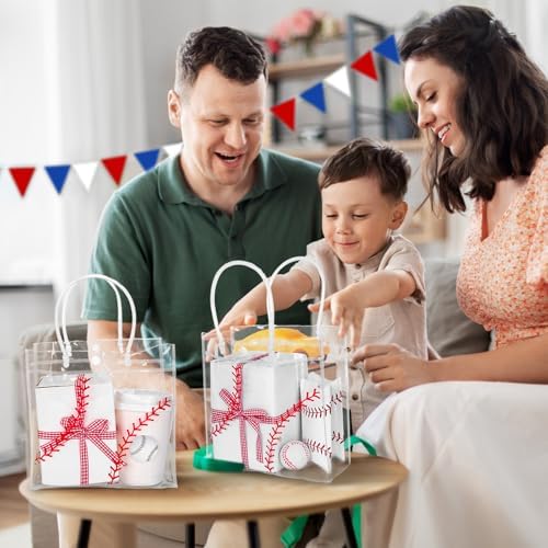 Bolsa de Regalo Whaline 12 Piezas de PVC Transparente para Pelotas de Béisbol con Asas, Tote para Fiesta de Cumpleaños y Baby Shower, 7.9 x 3.15 x - imagen 7