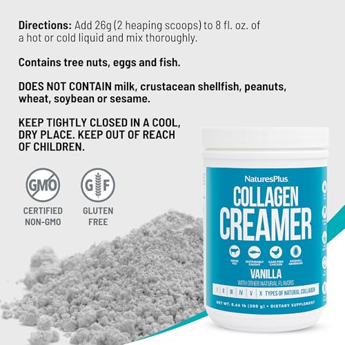 Crema de colágeno NaturesPlus, Vainilla - 0.66 lb en polvo - Salud de cabello, piel, uñas y articulaciones, apoyo al sistema inmunológico - Sin OGM, - imagen 5
