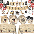 Juego de Suministros para Fiesta de Cumpleaños Pirata de 203 Piezas: Platos, Servilletas, Vasos, Manteles, Decoraciones y Más para 24 Invitados - imagen 1
