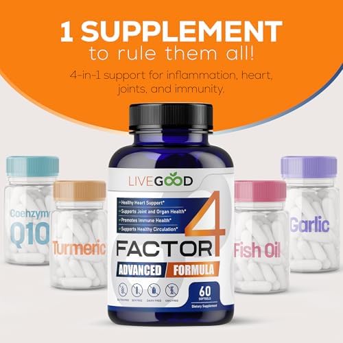 LIVEGOOD™ Factor 4, Aceite de Pescado Omega 3 con EPA y DHA, CoQ10 y Cúrcuma, Suplemento Avanzado de Coenzima Q10, 60 Cápsulas, Hecho en EE. UU. - imagen 2