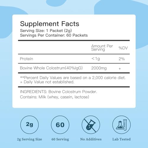 Suplemento de Colostro Bestidy, Polvo de Colostro para el Intestino, Crecimiento del Cabello y Belleza, Empaque Individual, Superalimento Natural, 60 - imagen 4