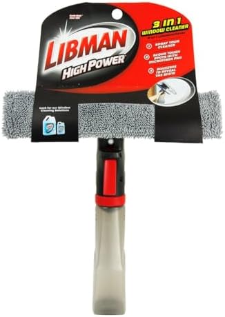 Herramienta Limpiadora de Ventanas Libman 3 en 1 – Botella Pulverizadora con Estropajo de Microfibra y Cuchilla de Goma – Limpiador de Cristales Sin - imagen 2