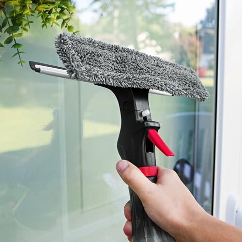 Herramienta Limpiadora de Ventanas Libman 3 en 1 – Botella Pulverizadora con Estropajo de Microfibra y Cuchilla de Goma – Limpiador de Cristales Sin - imagen 3