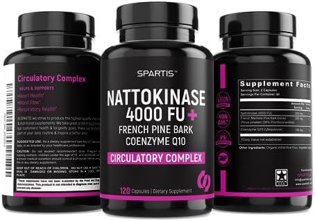 Suplemento de Nattokinasa SPARTIS 4000 FU con CoQ10 100mg y Extracto de Pino Marítimo Francés 200mg para Soporte Circulatorio y Cardiovascular (120 - imagen 4
