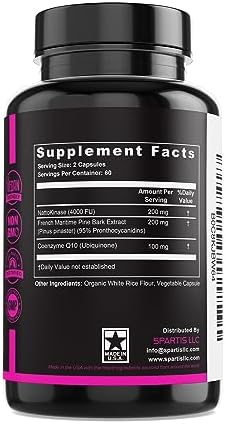 Suplemento de Nattokinasa SPARTIS 4000 FU con CoQ10 100mg y Extracto de Pino Marítimo Francés 200mg para Soporte Circulatorio y Cardiovascular (120 - imagen 5