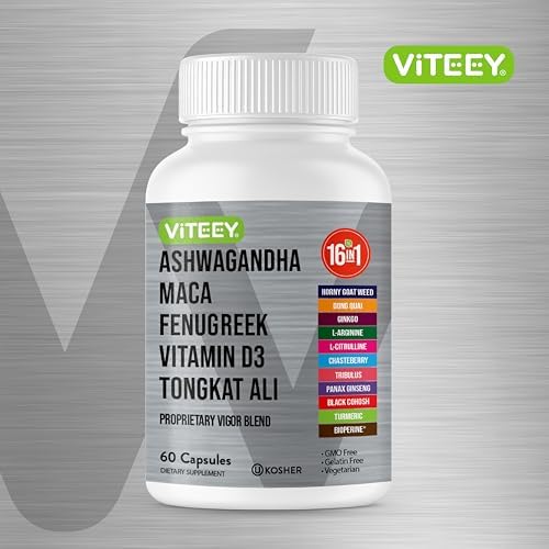 Suplemento Viteey de Ashwagandha, Maca y Fenogreco con Tongkat Ali – Apoyo a la Energía, Pasión y Ánimo para Hombres y Mujeres – 60 Cápsulas - imagen 2