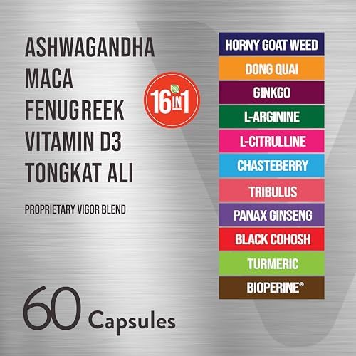 Suplemento Viteey de Ashwagandha, Maca y Fenogreco con Tongkat Ali – Apoyo a la Energía, Pasión y Ánimo para Hombres y Mujeres – 60 Cápsulas - imagen 3