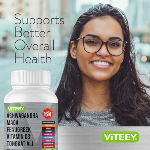 Suplemento Viteey de Ashwagandha, Maca y Fenogreco con Tongkat Ali – Apoyo a la Energía, Pasión y Ánimo para Hombres y Mujeres – 60 Cápsulas - imagen 6
