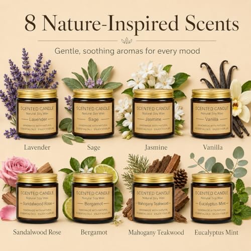 Paquete de 8 Velas Aromáticas, Cera de Soja Natural con Empaque Elegante - Regalos Perfectos para Mujeres y Hombres, Ideal para San Valentín, Día de - imagen 2