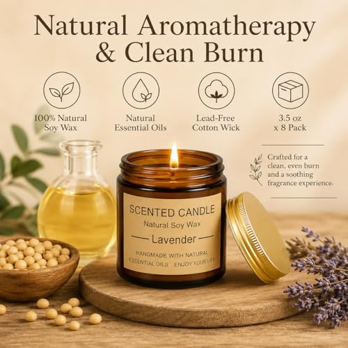 Paquete de 8 Velas Aromáticas, Cera de Soja Natural con Empaque Elegante - Regalos Perfectos para Mujeres y Hombres, Ideal para San Valentín, Día de - imagen 3