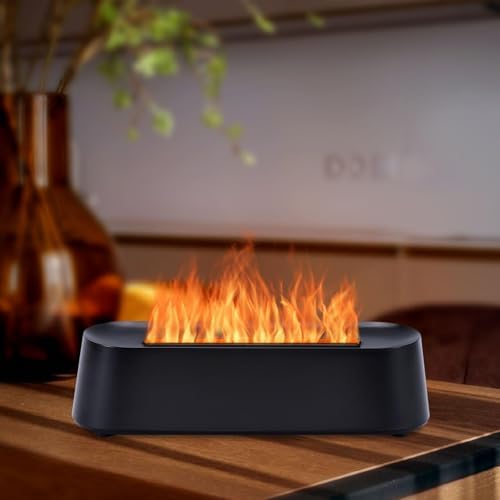 Difusor de Aroma 7 Colores con Control Remoto, Difusor Volcán para Casa de Gran Tamaño, Humidificador Llama 10.7×3×3.1 (Negro-01) - imagen 1