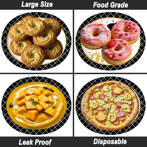 Juego de Platos y Servilletas de Papel Ovalados SUIGREOY de 100 Piezas, Platos Desechables Grandes de 10 x 12 para Fiesta de Graduación - imagen 3