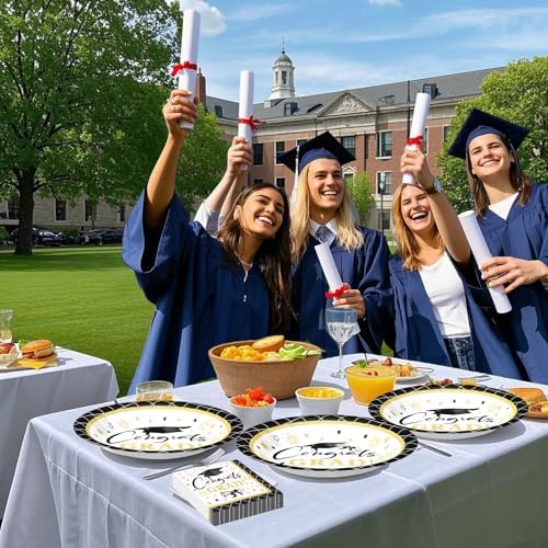 Juego de Platos y Servilletas de Papel Ovalados SUIGREOY de 100 Piezas, Platos Desechables Grandes de 10 x 12 para Fiesta de Graduación - imagen 5