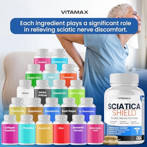 Suplemento para la Salud del Nervio Ciático – Fórmula 10x con Ácido Alfa Lipoico, Ácido Fólico, Cúrcuma, Glucosamina, MSM y Complejo de Vitaminas B - - imagen 3