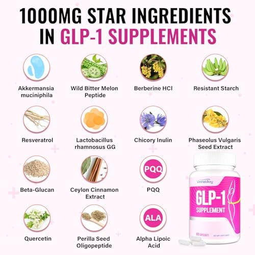Suplementos VINNETLLOY GLP-1 para Mujeres, Fórmula Natural 14 en 1 con Berberina y Probiótico Akkermansia, 60 Cápsulas Veganas para Metabolismo y - imagen 7