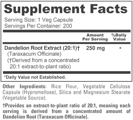 NusaPure Raíz de Diente de León, 250 mg, 200 Cápsulas Veganas (Sin OGM, Veganas) - imagen 4