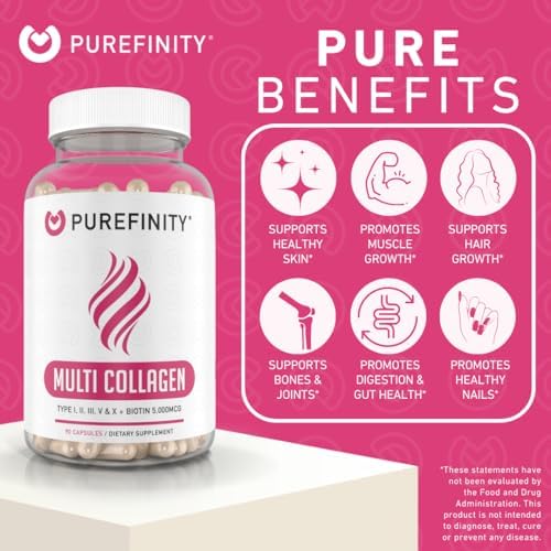 Colágeno Peptídico PUREFINITY para Mujeres – Tipos I, II, III, V y X con Biotina y Ácido Hialurónico, Apoya Piel, Huesos, Cabello y Uñas – No GMO, - imagen 3