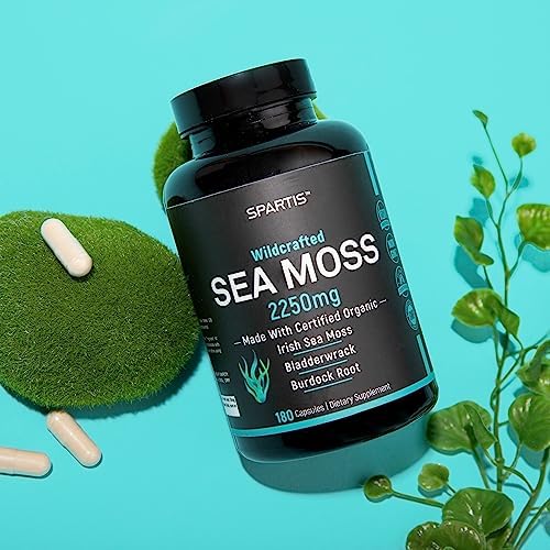 Cápsulas de Musgo Marino Orgánico Certificado SPARTIS 2250mg con Raíz de Bardana y Bladderwrack - Suplemento de Musgo Irlandés (180 Cápsulas) - imagen 4