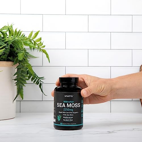 Cápsulas de Musgo Marino Orgánico Certificado SPARTIS 2250mg con Raíz de Bardana y Bladderwrack - Suplemento de Musgo Irlandés (180 Cápsulas) - imagen 6