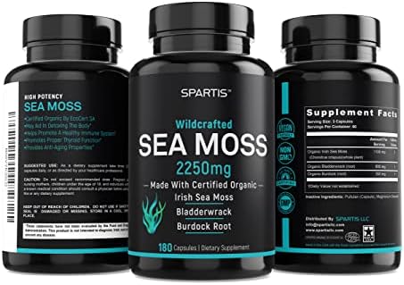 Cápsulas de Musgo Marino Orgánico Certificado SPARTIS 2250mg con Raíz de Bardana y Bladderwrack - Suplemento de Musgo Irlandés (180 Cápsulas) - imagen 7
