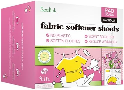 Hojas Suavizantes Soulink para Lavadora, Alternativa a Líquido y Cápsulas, Aroma a Magnolia, Hasta 240 Lavados, Sin Plástico - imagen 1