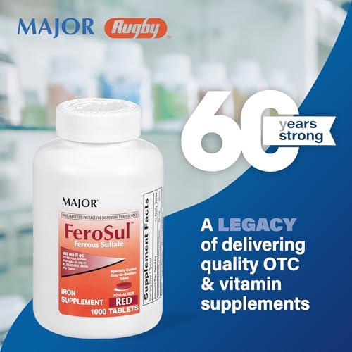 Major FeroSul - Tabletas de Sulfato Ferroso 325 mg - Suplemento de Hierro para Hombres y Mujeres - Fáciles de Tragar - Rojo - 1000 Tabletas - imagen 6