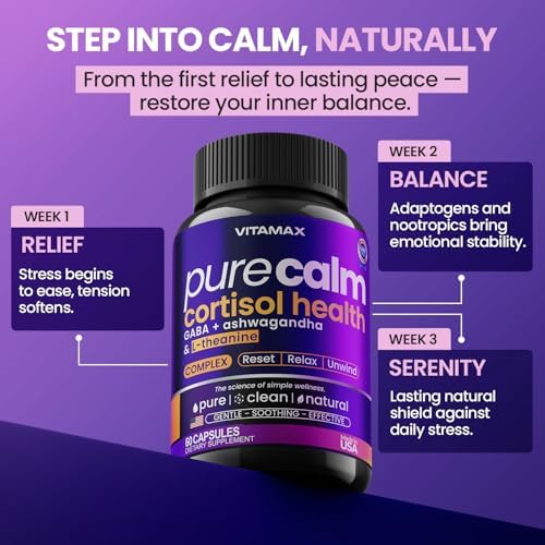 Suplementos de Cortisol para Mujeres y Hombres - L-Theanine, Ashwagandha, GABA - Reductor de Cortisol - Apoyo para Relajación, Ánimo y Estrés - - imagen 2