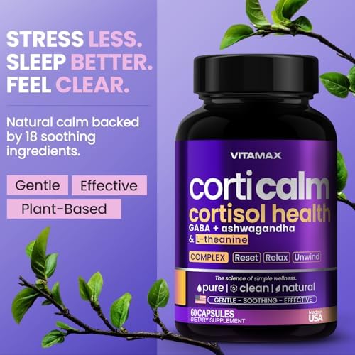 Suplementos de Cortisol para Mujeres y Hombres - L-Theanine, Ashwagandha, GABA - Reductor de Cortisol - Apoyo para Relajación, Ánimo y Estrés - - imagen 4