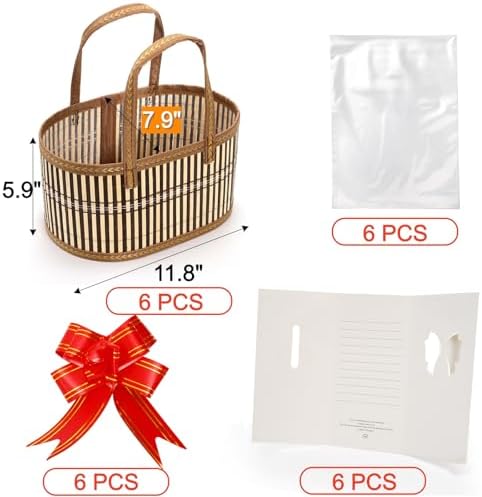 Cesta DEAYOU de 6 piezas para regalos, resistente y tejida en bambú, cestas grandes plegables para llenar con bolsas, tarjetas y moños para baby - imagen 2