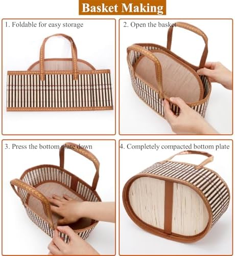 Cesta DEAYOU de 6 piezas para regalos, resistente y tejida en bambú, cestas grandes plegables para llenar con bolsas, tarjetas y moños para baby - imagen 3
