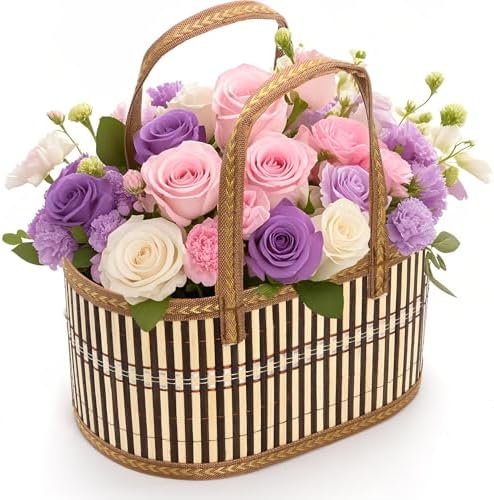 Cesta DEAYOU de 6 piezas para regalos, resistente y tejida en bambú, cestas grandes plegables para llenar con bolsas, tarjetas y moños para baby - imagen 5