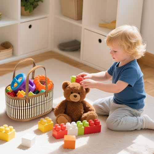 Cesta DEAYOU de 6 piezas para regalos, resistente y tejida en bambú, cestas grandes plegables para llenar con bolsas, tarjetas y moños para baby - imagen 7