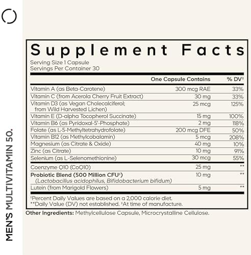 Multivitamínico Codeage para Hombres Mayores de 50 Años - Vitaminas y Minerales Esenciales - 30 Cápsulas Non-GMO - imagen 2