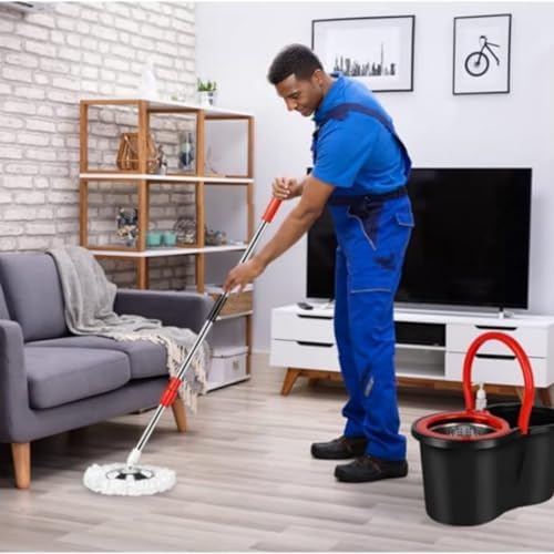 Set de Cubeta y Mopa Giratoria con Escurridor, Sistema de Cubeta 360° con 3 Repuestos de Microfibra, Mango de Acero Inoxidable de 61 para Limpiar - imagen 7
