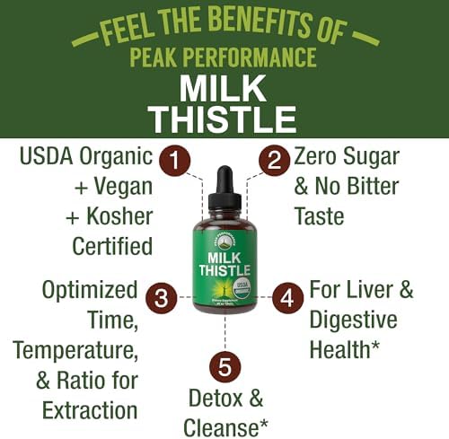 Extracto de Cardo Mariano Orgánico USDA en Gotas Veganas. Suplemento Herbal para Desintoxicación Hepática. Sin Azúcar, Ideal para la Digestión y - imagen 2