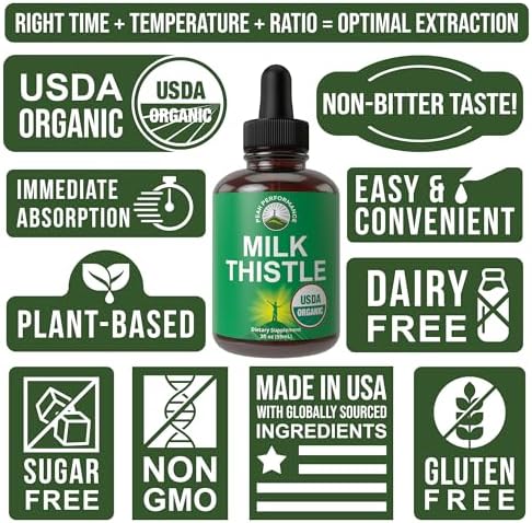 Extracto de Cardo Mariano Orgánico USDA en Gotas Veganas. Suplemento Herbal para Desintoxicación Hepática. Sin Azúcar, Ideal para la Digestión y - imagen 7