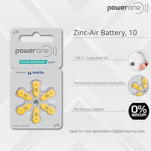 Baterías para Audífonos PowerOne Tamaño 10, PR70 - Paquete de 60 Baterías - imagen 2