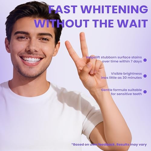 Tiras Blanqueadoras Moradas, Elimina Manchas Amarillas, Tiras para Blanquear Dientes Seguras para Esmalte, Tratamiento de 30 Min, 14 Tratamientos, 28 - imagen 4