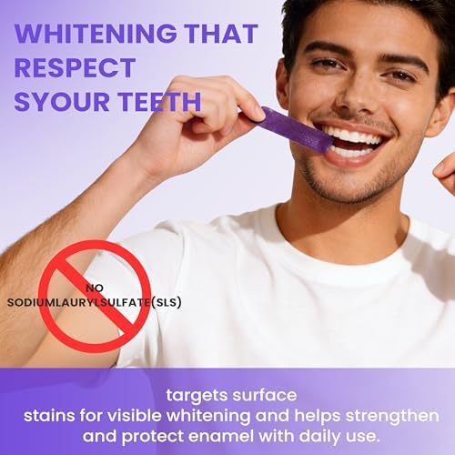 Tiras Blanqueadoras Moradas, Elimina Manchas Amarillas, Tiras para Blanquear Dientes Seguras para Esmalte, Tratamiento de 30 Min, 14 Tratamientos, 28 - imagen 6
