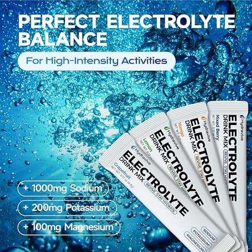 Mezcla de Bebida Electrolítica Hydravive - 1000mg de Sodio, 200mg de Potasio y 100mg de Magnesio | Hidratación Rápida | No GMO | 20 Sobres - imagen 4