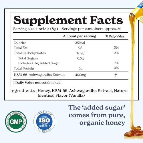 Palitos de Miel Better Alt KSM 66 Ashwagandha | Miel Multiflora Orgánica del Himalaya | Ayuda a Promover Relajación y Enfoque | Suplemento Dietético - imagen 2
