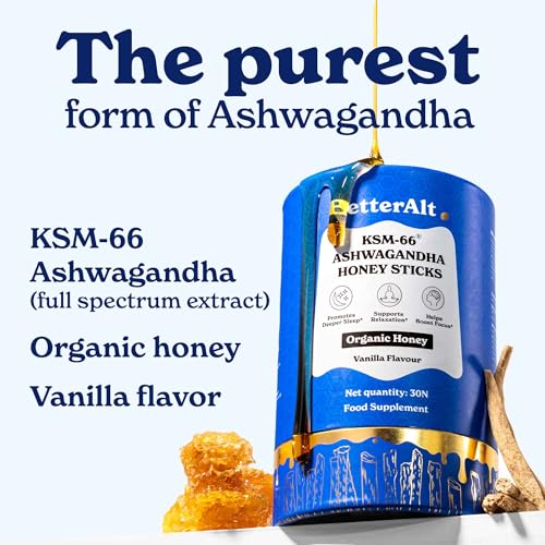 Palitos de Miel Better Alt KSM 66 Ashwagandha | Miel Multiflora Orgánica del Himalaya | Ayuda a Promover Relajación y Enfoque | Suplemento Dietético - imagen 3