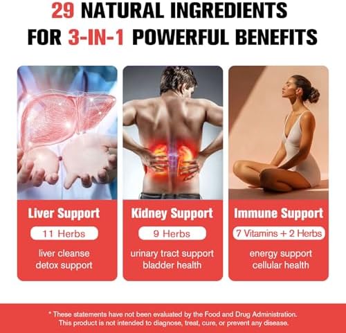Gotas Detox y Reparación 29 en 1 para Riñones y Hígado, Suplemento Natural de Arándano y Cardo Mariano, 60ml - imagen 2