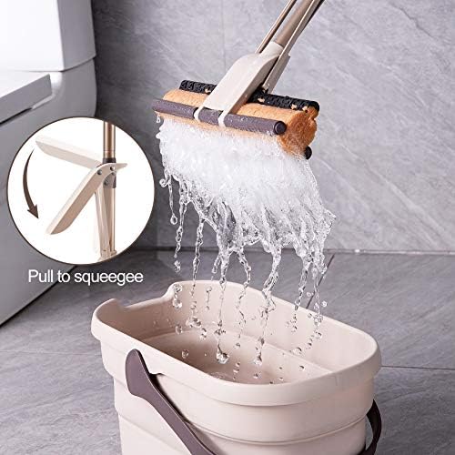 Mopa Eyliden con 2 Cabezas Reutilizables | Mopa de Suelo Autoescurriéndose con Esponja Absorbente | Limpieza para Cocina, Baño, Pisos de Madera, - imagen 4