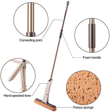 Mopa Eyliden con 2 Cabezas Reutilizables | Mopa de Suelo Autoescurriéndose con Esponja Absorbente | Limpieza para Cocina, Baño, Pisos de Madera, - imagen 6