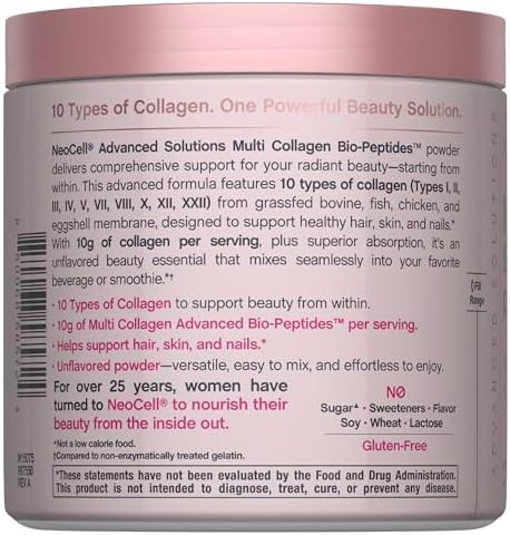 NeoCell Polvo de Péptidos de Colágeno Múltiple | 198 g | 10 Tipos de Bio-Péptidos Avanzados | Absorción Superior | Sin Sabor y Mezcla Fácilmente - imagen 3
