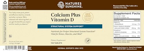 Calcio Plus con Vitamina D de Nature's Sunshine, 150 Tabletas, Kosher | Suplemento Vitamínico Potente para Adultos con D3, Calcio y Magnesio - imagen 5