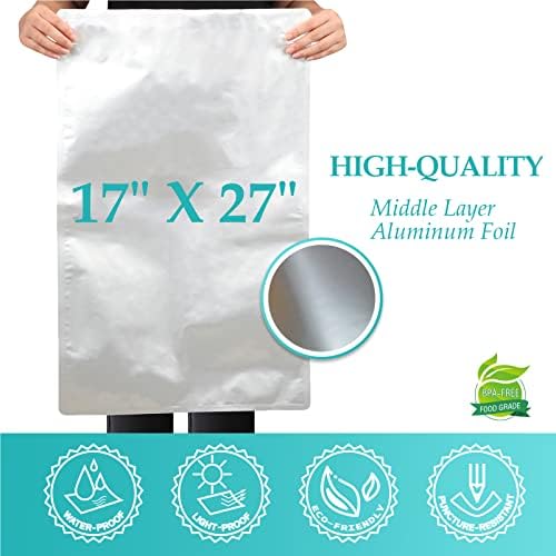 15PCS Bolsas Mylar de 5 Galones con 2500CC de Absorbentes de Oxígeno y Etiquetas, 10.5 Mil de Grosor, 17x 27 Bolsas Selladoras al Vacío para - imagen 2